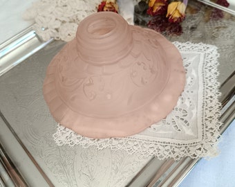 Antique French Lampshade Pressed rose Glass Art DECO 1920