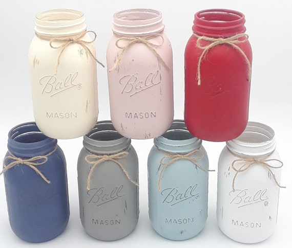 Decorative Mason Jars Many Color Options Centerpiece Etsy