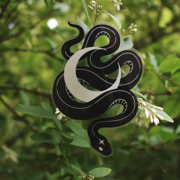 SERPENS II witchy snake moon clear vinyl sticker