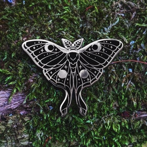 LUNA witchy luna moth goth moon hard enamel pin