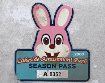 PARKING PASS lakeside amusement park rabbit silent hill inspired clear vinyl window sticker, read desc
