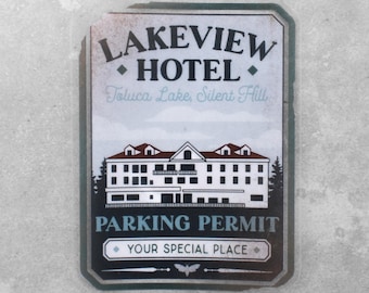 PASE DE ESTACIONAMIENTO, pegatina de vinilo transparente para ventana inspirada en Silent Hill del hotel Lakeview, lea la descripción.