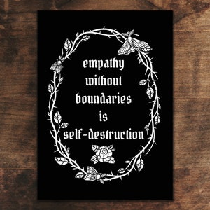 EMPATHY 5x7 matte art print witchy goth moth thorns spooky occult