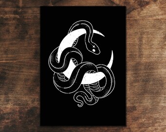 SERPENS 5x7 matte art print witchy goth occult snake moon