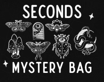 SECONDS MYSTERY BAG | witchy snake moon moth hard enamel pin black silver gold