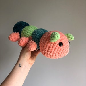 Caterpillar Plushie, Caterpillar Stuffed Animal, Handmade Caterpillar, Colorful Caterpillar Doll, Crochet Caterpillar by Wolf and Co Threads