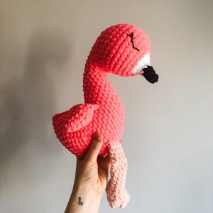 Sleepy Pink Flamingo lovey, Flamingo Plushie, Cute Flamingo Stuffed Animal Handmade Sleepy Flamingo Doll by Wolf and Co Threads