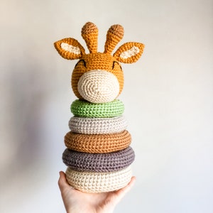 Handmade Giraffe Ring Stacking Toy: Zoo Nursery Decor