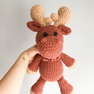 Moose Stuffie, Crochet Moose, Moose Amigurumi, Woodland theme nursery, Toddler Gift, Baby Shower Gift, Farm Stuffed Animal