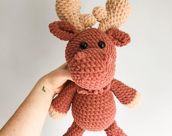 Moose Stuffie, Crochet Moose, Moose Amigurumi, Woodland theme nursery, Toddler Gift, Baby Shower Gift, Farm Stuffed Animal