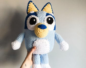 Jumbo Blue Heeler, XL Blue Heeler, Plush Blue Heeler Stuffed Animal, Blue Dog Plushie, Blue Heeler Plushie by Wolf and Co Threads