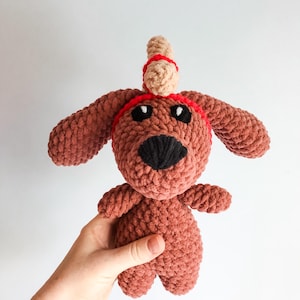 Xmas Dog Plushie, Christmas Stuffed Dog, Xmas Decorations, Christmas Town Dog, Max the Dog, Dog with Antler on head, Dog Plushie, Antler Dog
