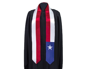 Texas Flag Graduation Sash/Stole International Study Abroad Adult Unisex