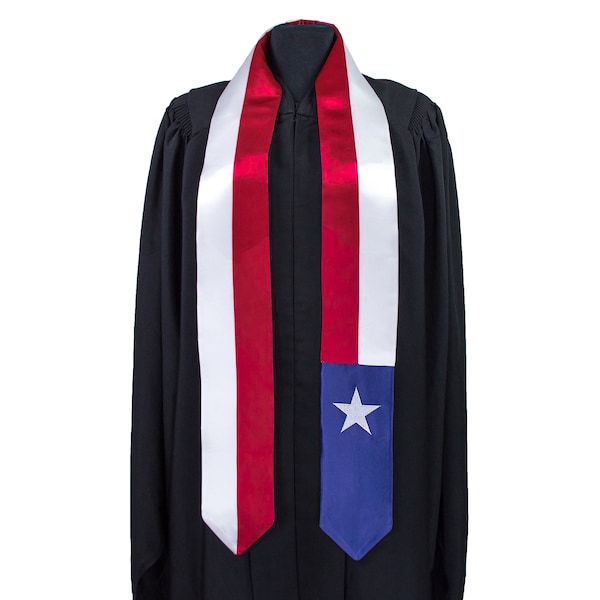 Texas Flag Graduation Sash/Stole International Study Abroad Adult Unisex