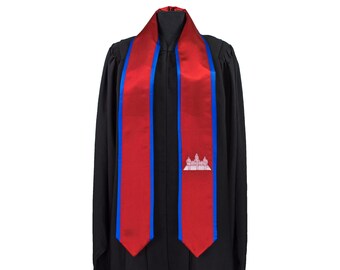 Nepal Flag Graduation Stole / Sash - Embroidered Honor Stole For Graduates