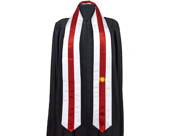 Banda/Estola de graduación con la bandera de Yeziti para estudios internacionales en el extranjero (adulto/unisex)