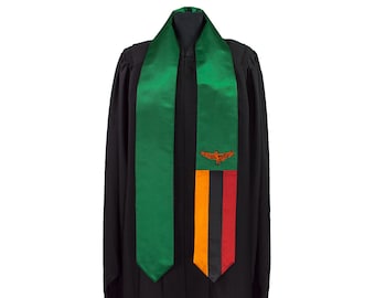 Zambia Flag Graduation Sash/Stole International Study Abroad Adult Unisex