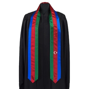 Azerbaijan Flag Graduation Sash/Stole International Study Abroad Adult Unisex