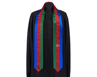 Azerbaijan Flag Graduation Sash/Stole International Study Abroad Adult Unisex
