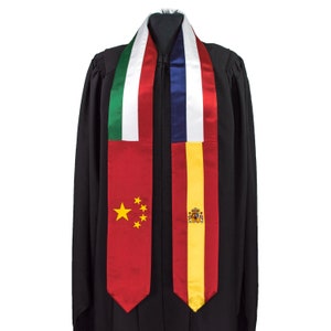 4 flag graduation sash stole
