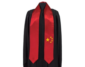 China Flag Graduation Sash/Stole International Study Abroad Adult Unisex