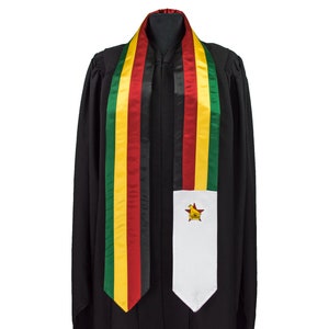 Zimbabwe Flag Graduation Sash/Stole International Study Abroad Adult Unisex