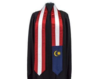 Malaysia Flag Graduation Sash/Stole International Study Abroad Adult Unisex