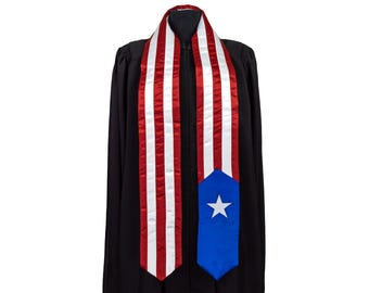 Puerto Rico Flag Graduation Sash/Stole International Study Abroad Adult Unisex