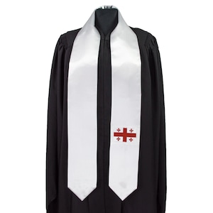 Republic of Georgia Flag Graduation Sash/Stole International Study Abroad Adult