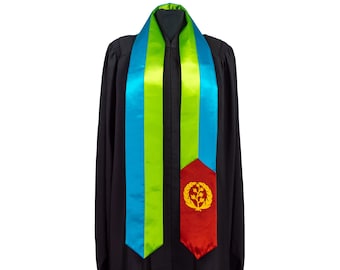 Banda/Estola de graduación con la bandera de Eritrea para estudiantes internacionales en el extranjero, unisex para adultos