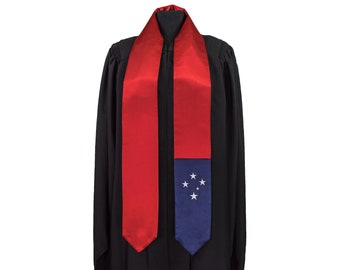 Écharpe/étole de remise des diplômes du drapeau des Samoa pour études internationales à l'étranger, unisexe pour adultes