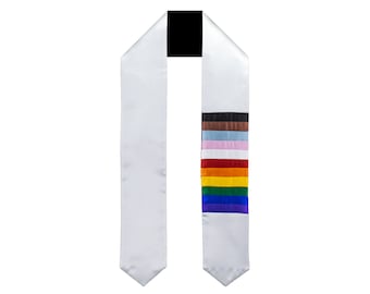 Progress Gay Pride LGBTQIA+  Rainbow Flag Graduation Sash/Stole Unisex