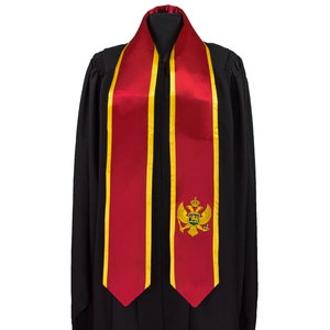 Montenegro Flag Graduation Sash/Stole International Study Abroad Adult Unisex