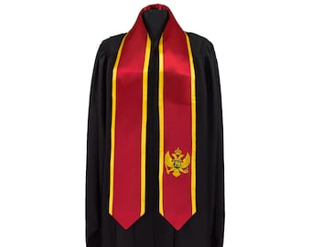 Montenegro Flag Graduation Sash/Stole International Study Abroad Adult Unisex