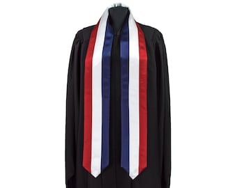 France Flag Graduation Sash/Stole International Study Abroad Adult Unisex