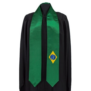 Fascia/stola per laurea con bandiera brasiliana, per studio all'estero, unisex, per adulti