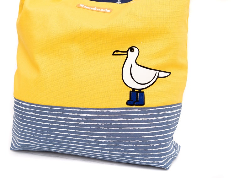 Sewing kit Charlie bag / tote bag: maritime design seagull image 10