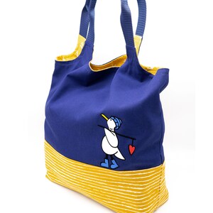 DIY naaiset / naaipakket Charlie Bag / boodschappentas maritiem blauwe meeuw met hart afbeelding 2