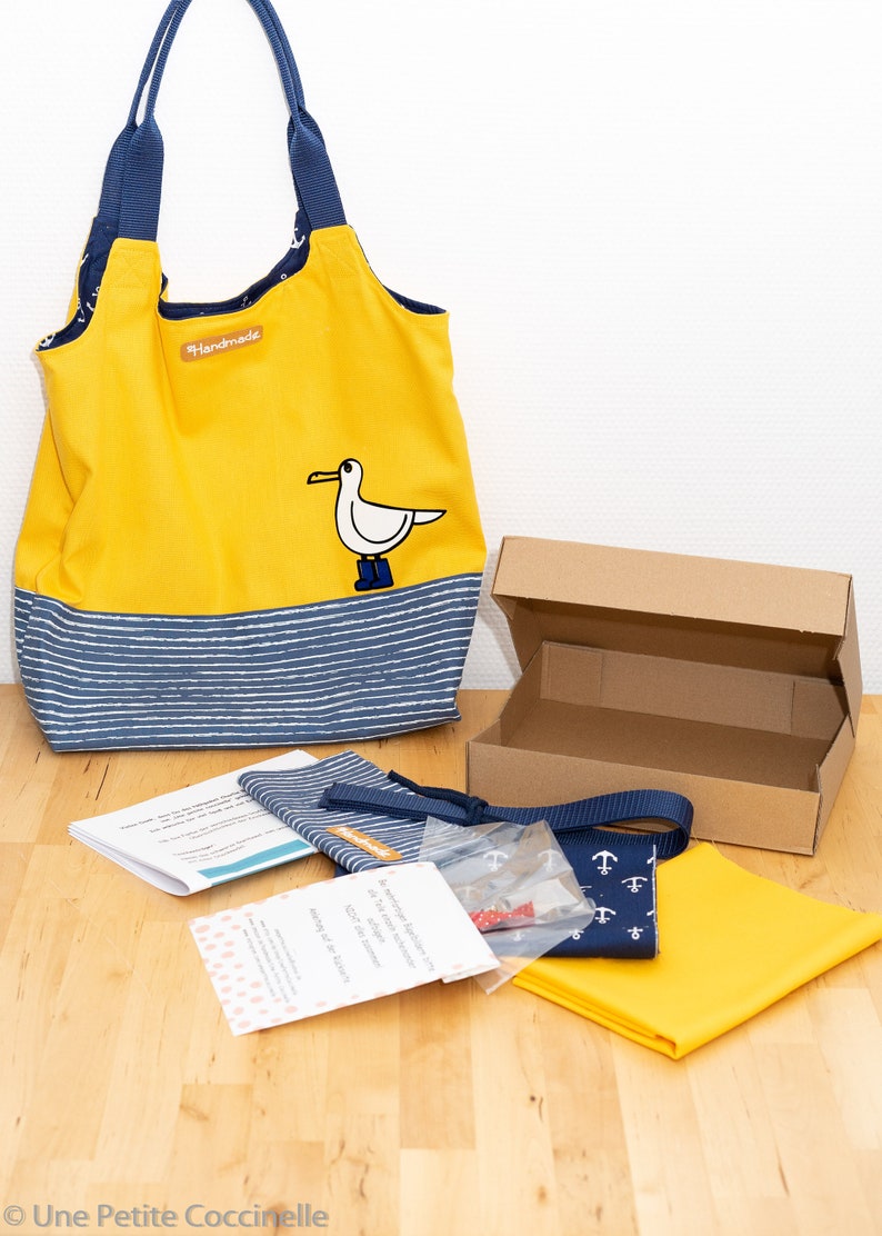 Sewing kit Charlie bag / tote bag: maritime design seagull 画像 6