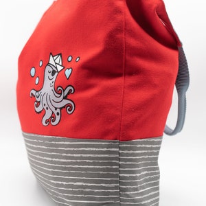 DIY Nähset / Nähpaket Charlie Bag / Einkaufstasche Maritim Design rot: Krake Bild 8