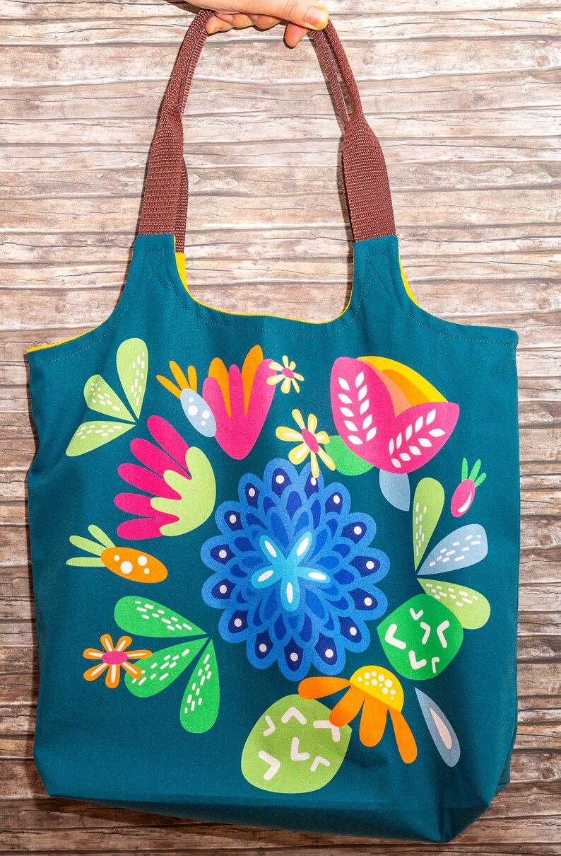 DIY Nähset / Nähpaket Charlie Bag / Einkaufstasche/Strandtasche, Nähmädchen mit Blumen mit eigenem Design Bild 5