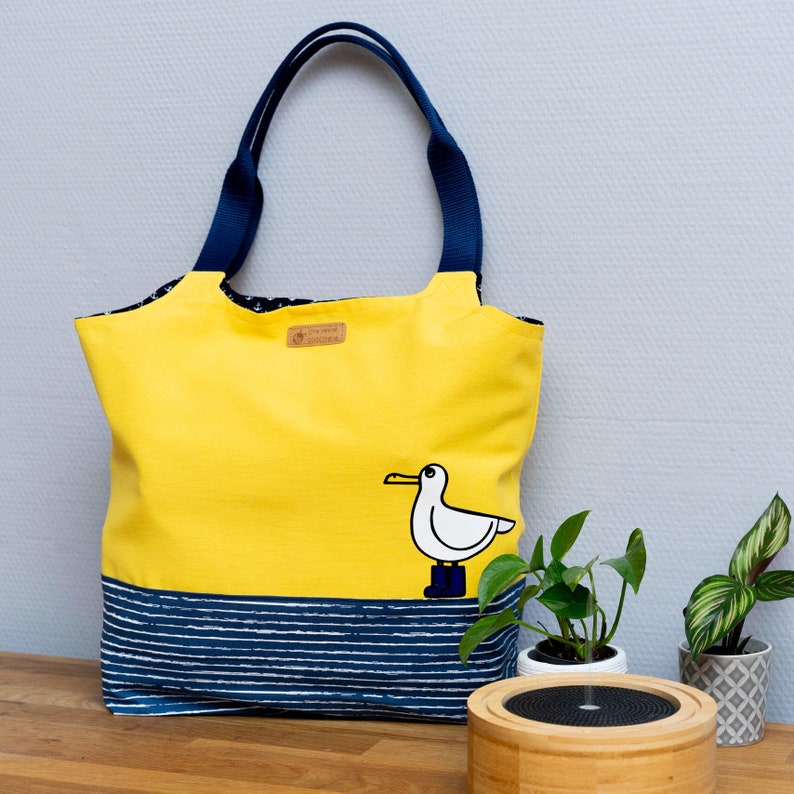 Sewing kit Charlie bag / tote bag: maritime design seagull image 1