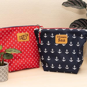 DIY Nähset / Nähpaket: Kosmetiktasche Kulturbeutel Maritim Anker