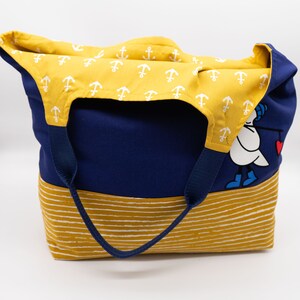 DIY naaiset / naaipakket Charlie Bag / boodschappentas maritiem blauwe meeuw met hart afbeelding 4