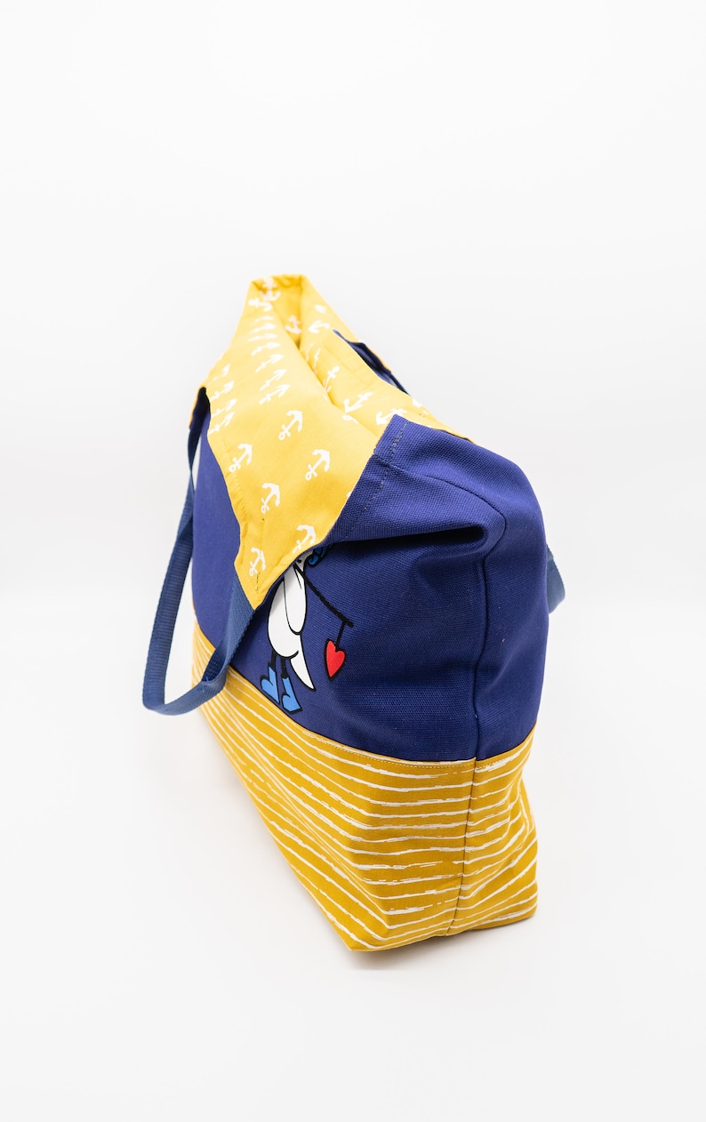 DIY naaiset / naaipakket Charlie Bag / boodschappentas maritiem blauwe meeuw met hart afbeelding 6