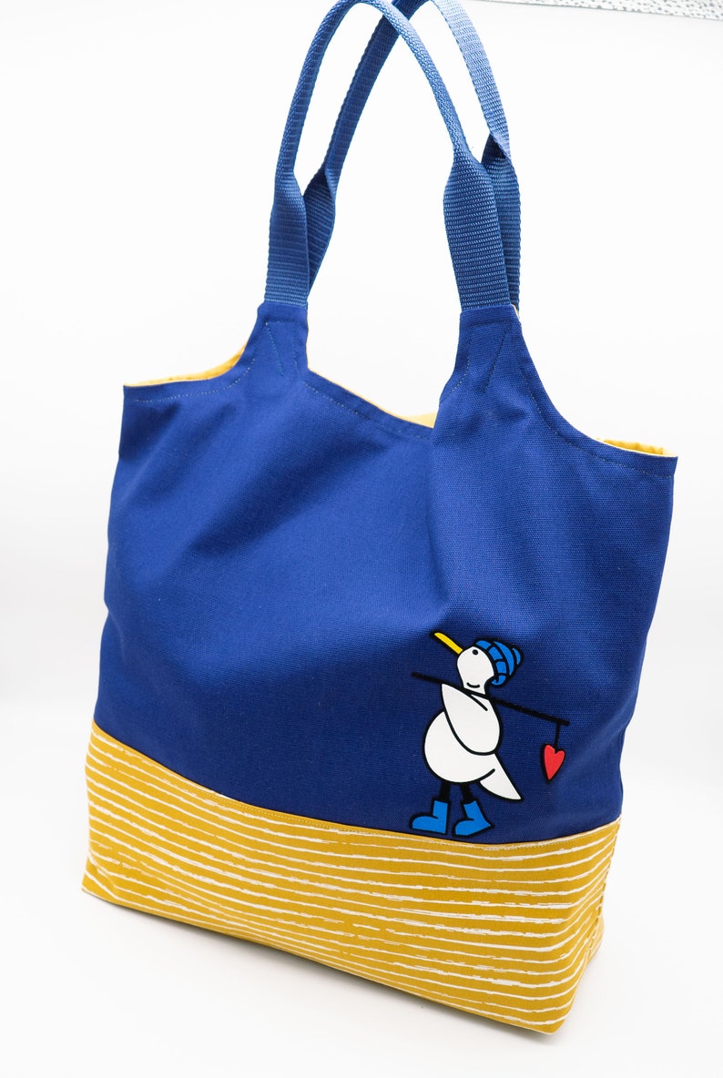 DIY naaiset / naaipakket Charlie Bag / boodschappentas maritiem blauwe meeuw met hart afbeelding 5