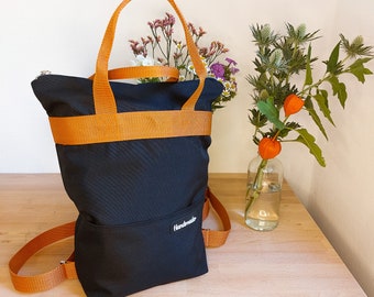 DIY Nähpaket Rucksack / Shopper 37cm x 30cm schwarz / orange - Nähkit