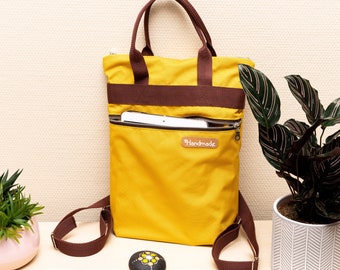 DIY sewing set / sewing package backpack / shopper 37 cm x 30 cm ocher yellow brown - sewing kit