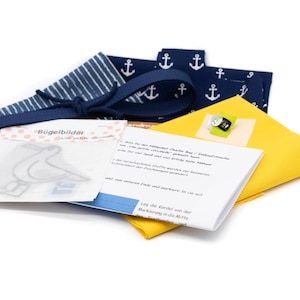 DIY naaiset / naaipakket Charlie Bag / boodschappentas maritiem blauwe meeuw met hart afbeelding 9