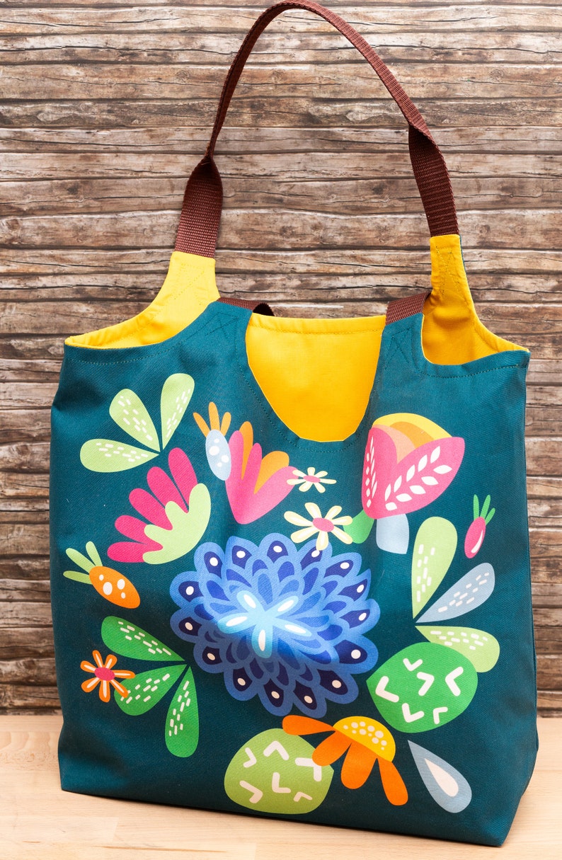 DIY Nähset / Nähpaket Charlie Bag / Einkaufstasche/Strandtasche, Nähmädchen mit Blumen mit eigenem Design Bild 4